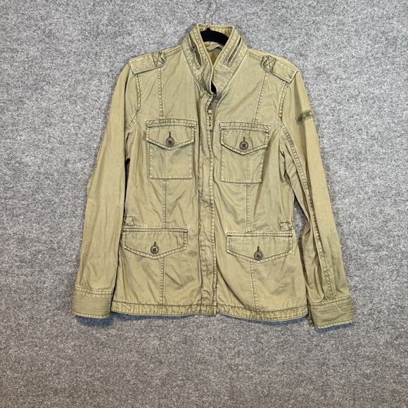 Abercrombie & Fitch Jacket Womens Medium Green Military Y2K Vtg Zip Up Pockets - Picture 1 of 10